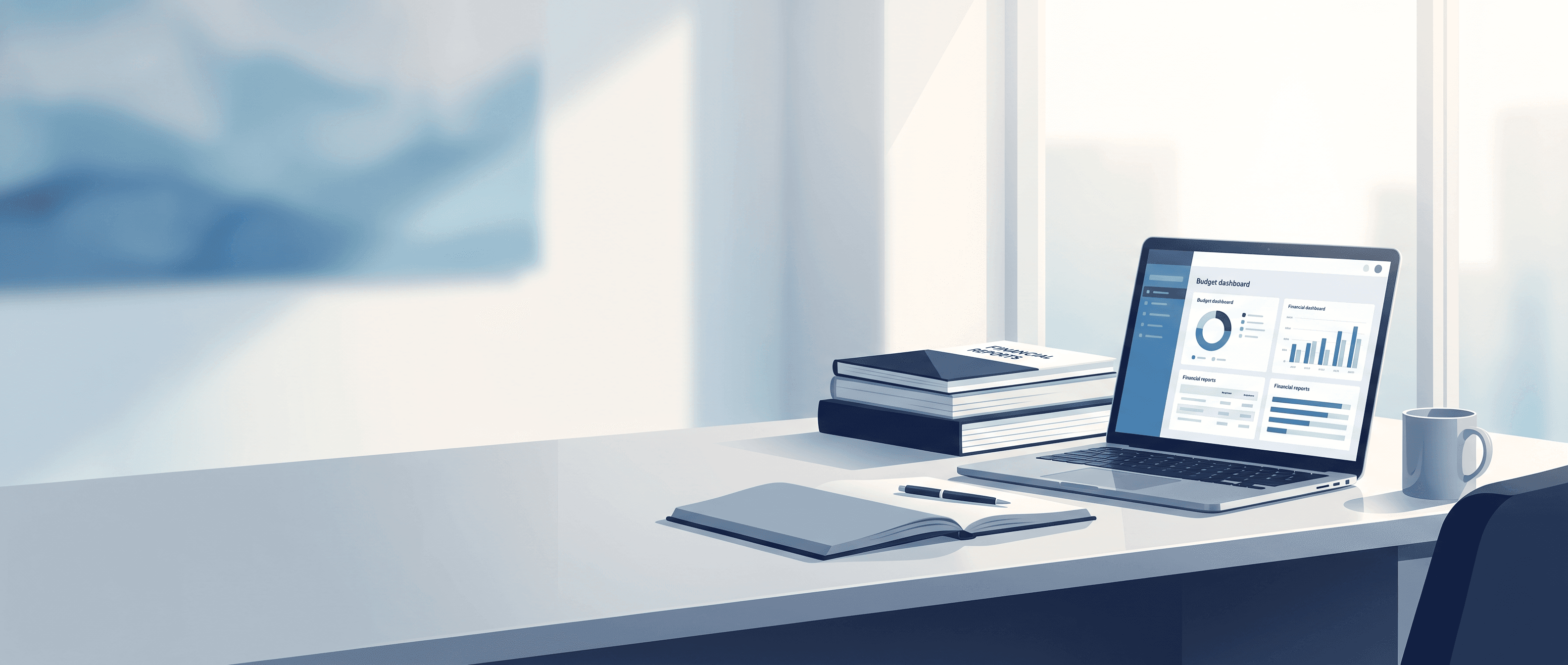 Spreadsheet planning workspace with budget reports and financial documents